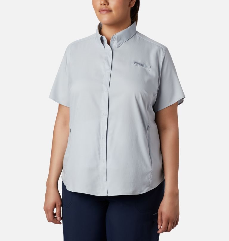 Women\'s Columbia PFG Tamiami II Short Sleeve Shirts Light Grey | Plus Size CA-G8413